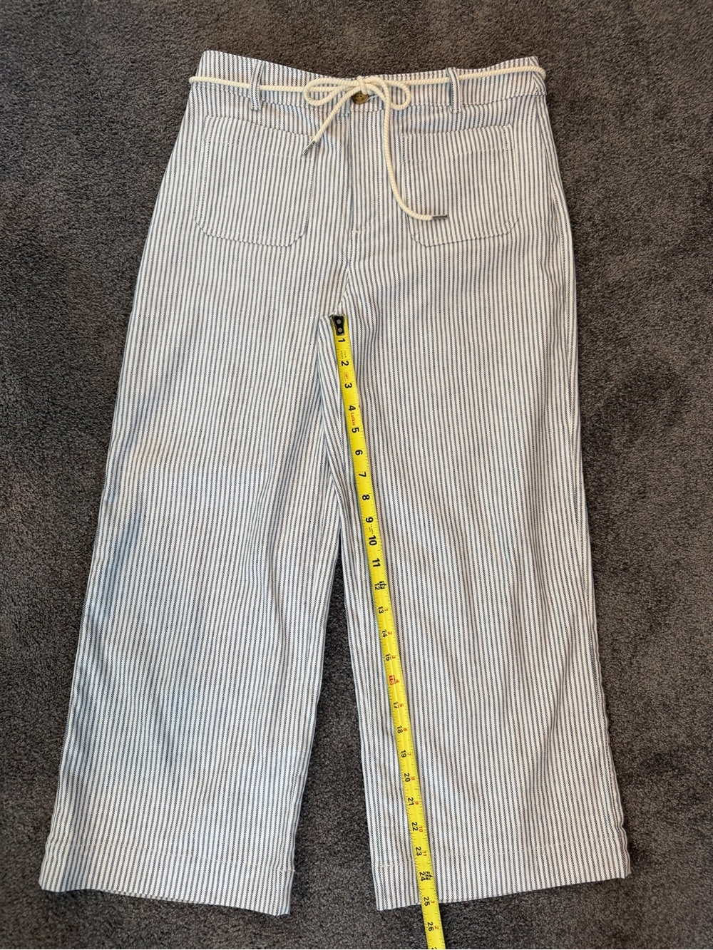 LOFT Palmer Blue and White Striped Wide-Leg Pants